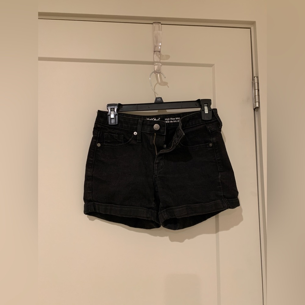 Black denim shorts